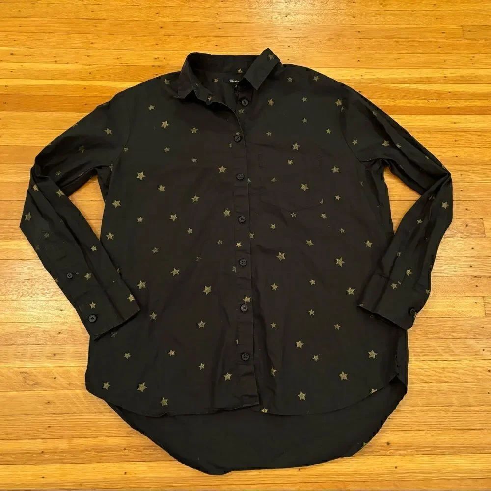 Madewell black/gold stars long sleeve top